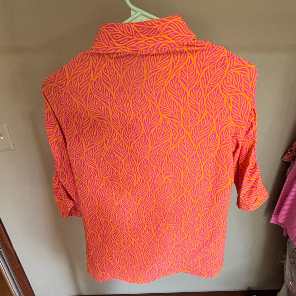 IBKUL Women’s Long Sleeve Golf Top Size S Pink/Orange – NWT - Picture 3 of 4